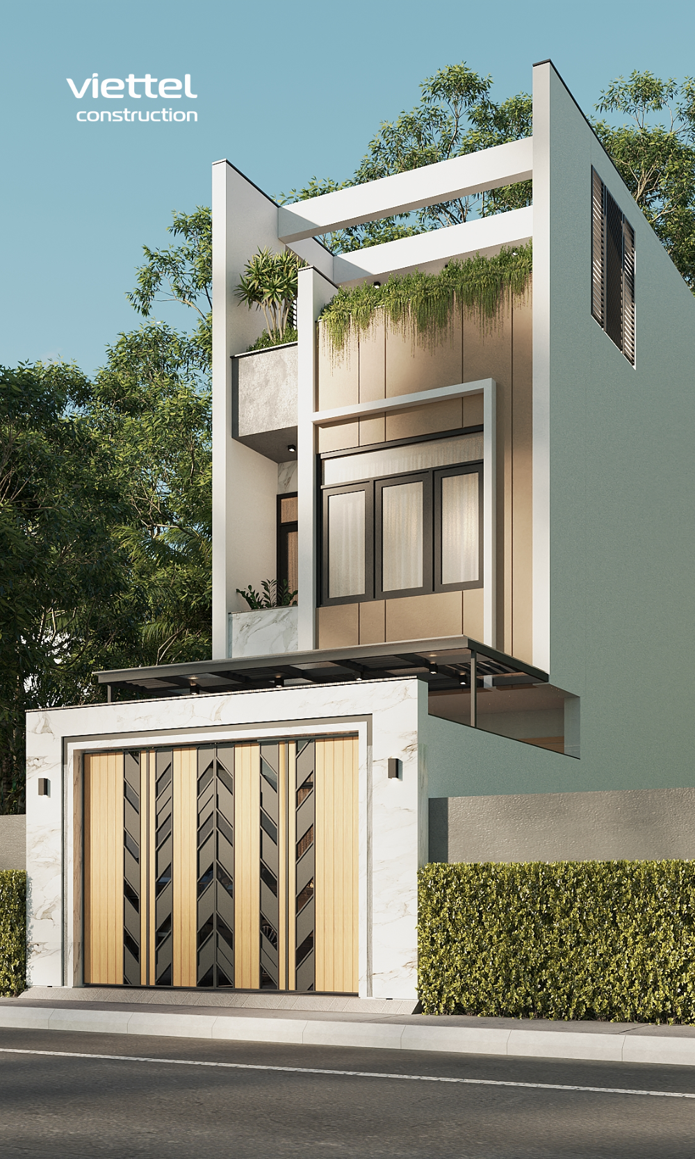 Thiết kế nhà phố 3 tầng, tận dụng tối đa ánh sáng tự nhiên và không gian xanh trên tầng thượng